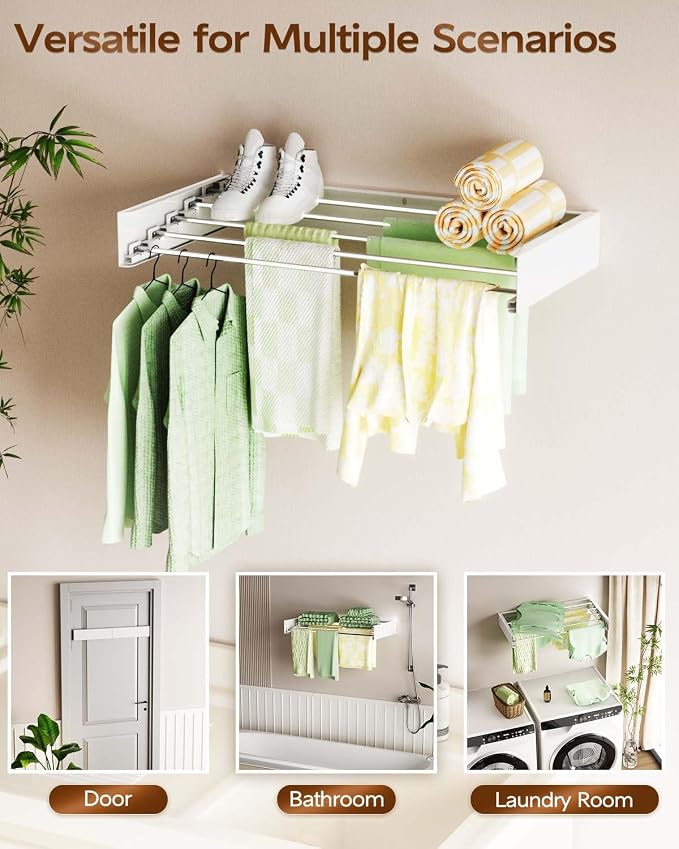 Foldable Wall Mounted Clothes Drying Rack - Image 4