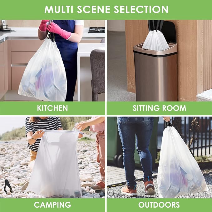 15 Gallon 120 Counts Strong Tall Kitchen Drawstring Trash Bags by Teivio - Image 4
