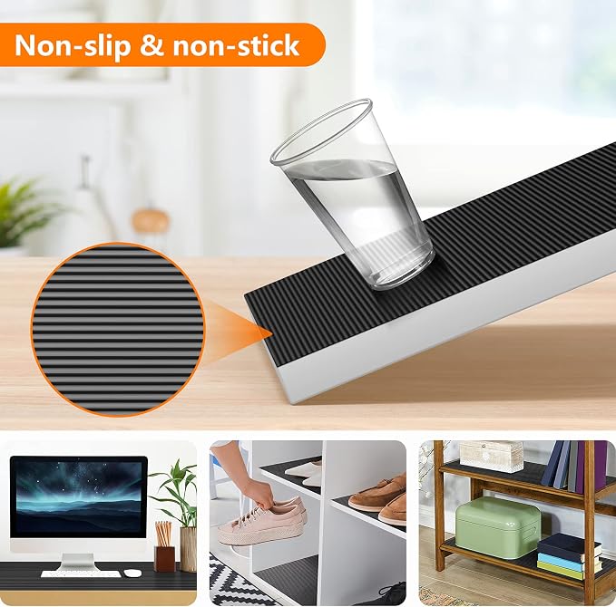 Black Shelf Liners for Kitchen Cabinets Non-Adhesive, Drawer Mat Liner for - Image 7