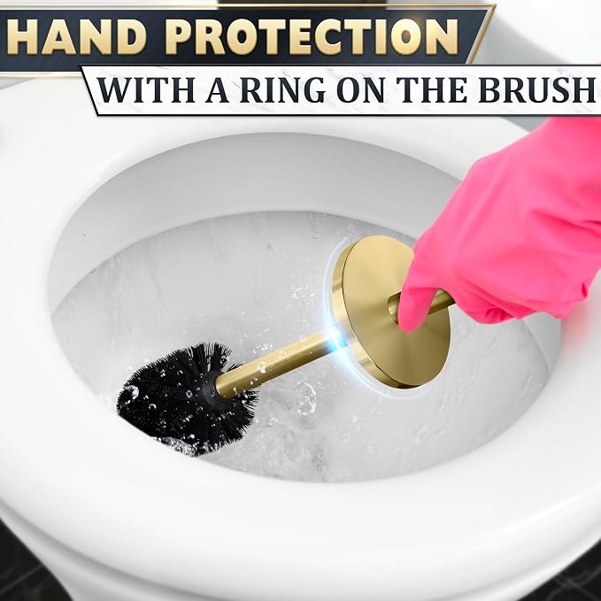 Gold Toilet Brush and Holder Set - Image 7