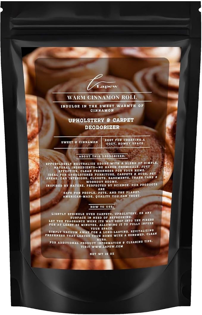 Warm Cinnamon Roll Carpet Freshener Powder 16 oz | Powerful Odor Eliminator by Lapew