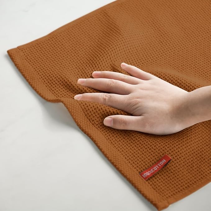 Artoid Mode 100% Cotton Caramel Waffle Weave Kitchen Dish Cloths, 12x12 Inch - Image 5