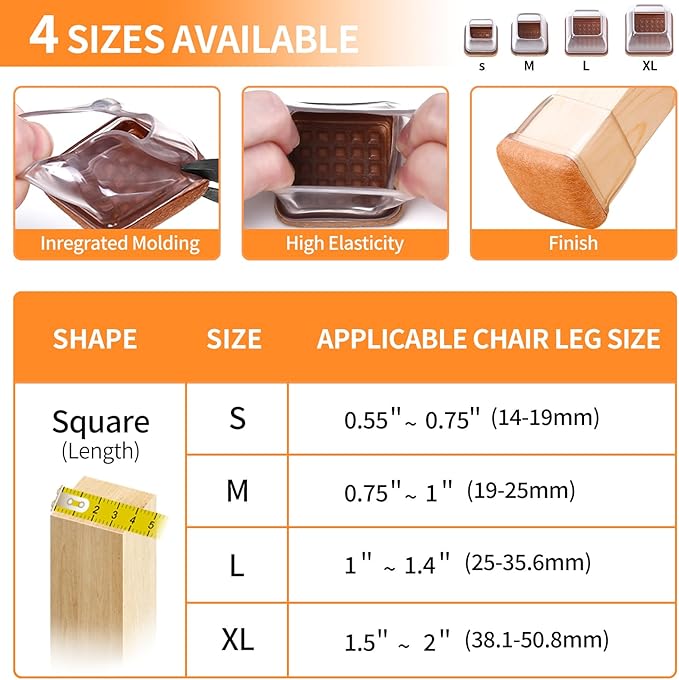 Ezprotekt 24 Pcs Small Clear Square Chair Leg Floor Protectors - Image 2