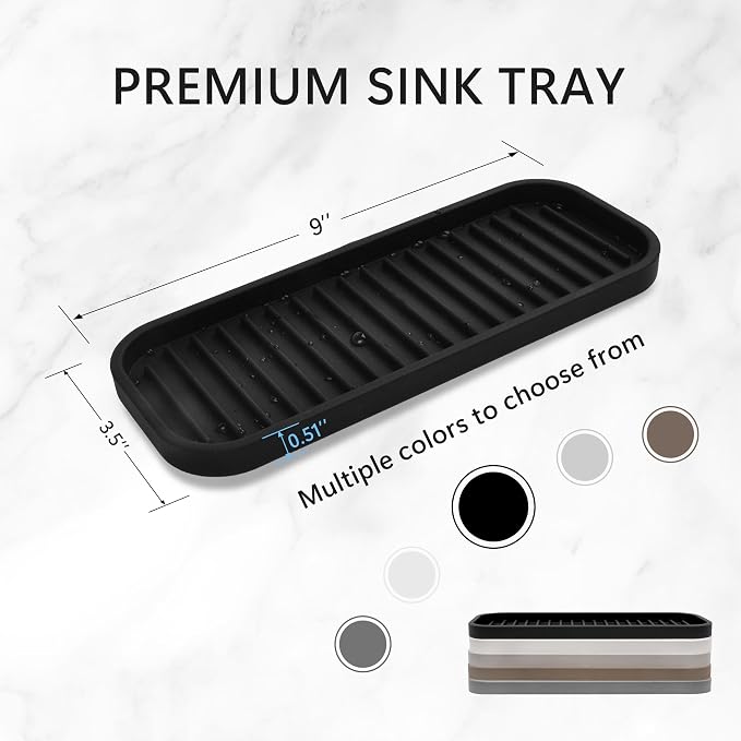 Silicone Sponge Holder Kitchen Sink Organizer Tray Dish Caddy Soap Dispenser - Image 3