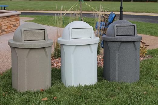 42 Gallon Circle 100% Recycled Plastic Heavy Duty Outdoor Commercial Trash Can - Image 4