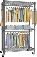 FUTASSI P1 Heavy Duty Garment Rack, 3 Tiers Adjustable Rolling Metal Closet by FUTASSI