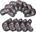Golf Builder Black Leather USA Golf Club Iron Wedge Head Covers Fit All Brands by Golf+Builder