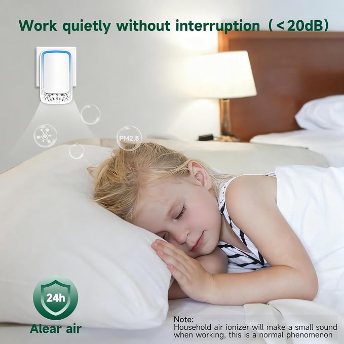 Plug In Air Ionizer Purifier for Home, Negative Ion Generator, Quiet Air - Image 4