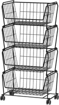 PUSDON Stackable Metal Storage Carts, Dual Use Shelf by PUSDON