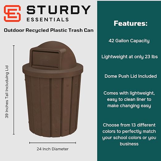 42 Gallon Slated Circle 100% Recycled Plastic Commercial Outdoor or Indoor - Image 2