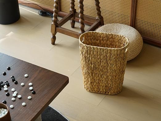Wicker Trash Can, Bathroom Trash Can, Water Hyacinth Wicker Waste Basket - Image 8