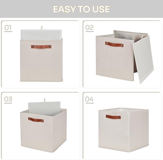 HNZIGE Fabric Storage Cubes Set of 4, 12 x 12 Storage Baskets, Cloth Storage - Image 3