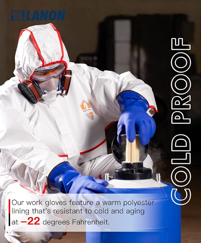 LANON PVC Coated Cold Proof Heavy Duty Gloves, Waterproof Warm Work Gloves - Image 3