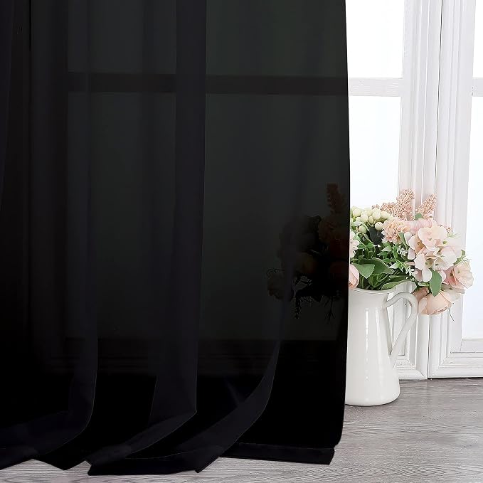 Chyhomenyc Black Sheer Scarf Valances - Image 4