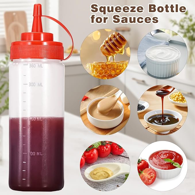 Condiment Squeeze Bottles Ketchup Dispenser, 6 Pack 12oz Squeeze Bottles - Image 5