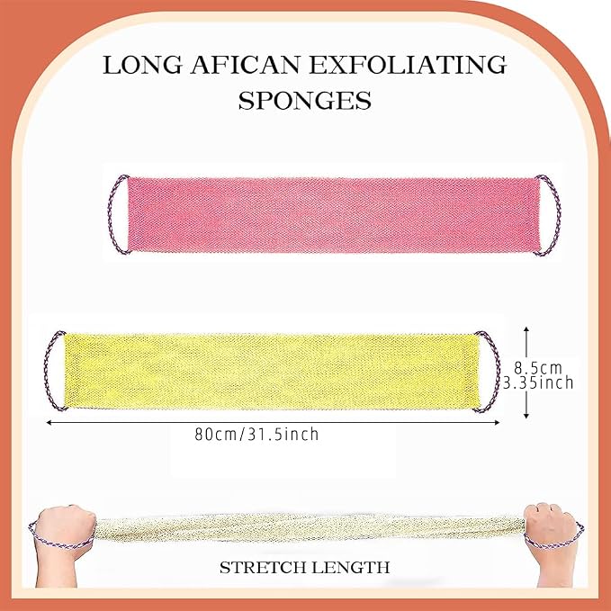 African Net Sponge with Handles 3 Pieces Long African Exfoliating Net Washcloth - Image 6
