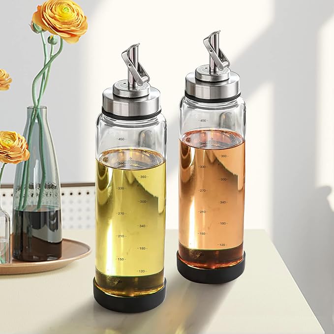 Suli Glass Olive Oil Dispenser Bottle -2 Pack17oz Oil and Vinegar Cruet Set - Image 7