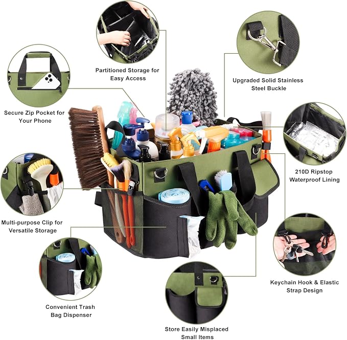 Viajero Wearable Cleaning Caddy Bag, Large Cleaning Supplies Organizer - Image 2