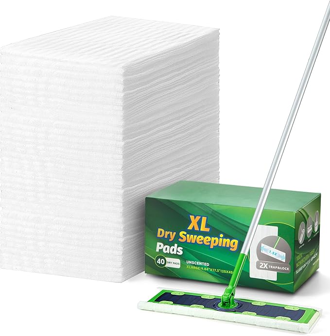 XL Dry Mop Refills Dust Sweeping Cloths Disposable Mop Pads by PEACHICHA