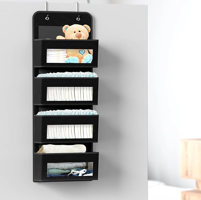 Simple Houseware 4 Clear Window Pocket Over Closet Door Storage Hanging - Image 6