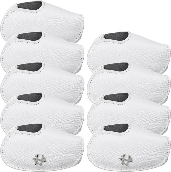 Golf Iron Covers 9pcs or 1pc Saffiano Leather Magnetic Club Headcover by EighteenH