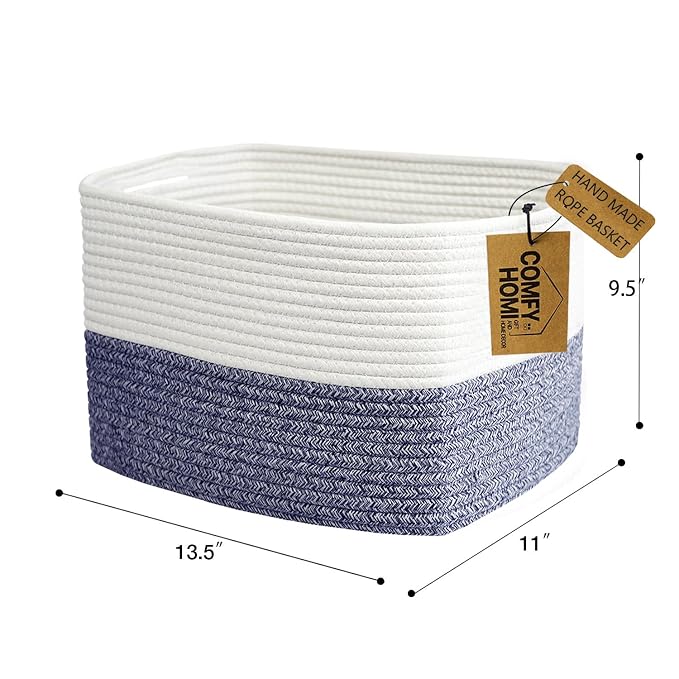 COMFY-HOMI 3 Pack Medium Cotton Rope Basket - Image 5