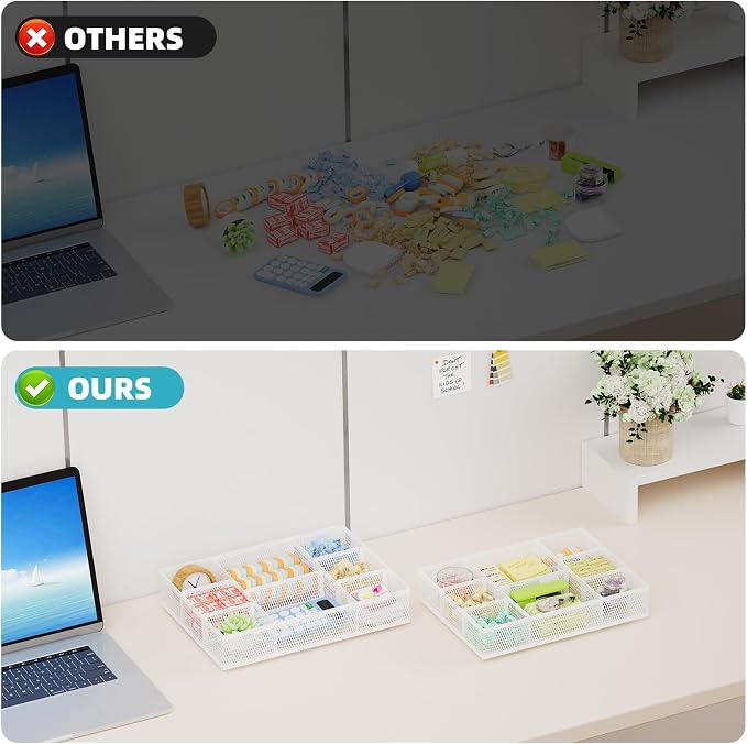 Marbrasse 2 Pack Desk Drawer Organizer, Mesh Drawer Organizer Tray - Image 7