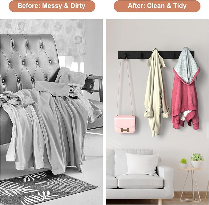 PMMASTO Coat Rack Wall Mount, Coat Hooks Wall Hooks - Image 7