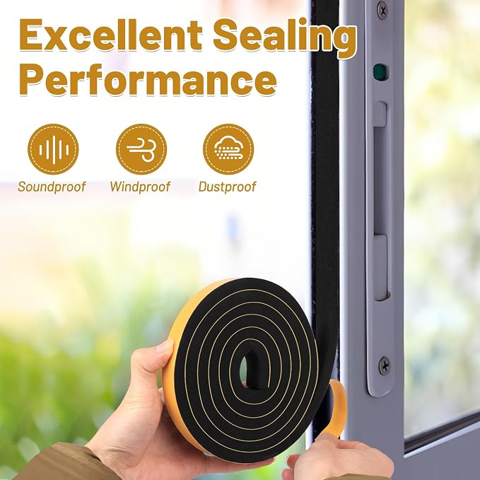 Weather Stripping 1/2 in x 1/4 in, High Density Foam Insulation Tapes, - Image 2