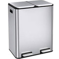16 Gal Dual Trash Can, Stainless Steel Kitchen Garbage Bin, Recycle Dustbin by ComfyCorner