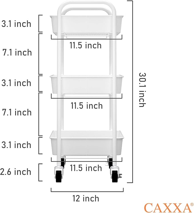 CAXXA 3-Tier Rolling Metal Storage Organizer - Image 3