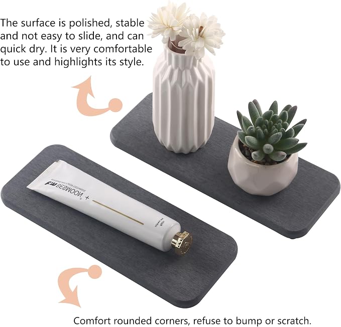 2 Pcs Water Absorbing Stone Trays, Kitchen/Bathroom Sink Soap Dish, Diatomite - Image 2