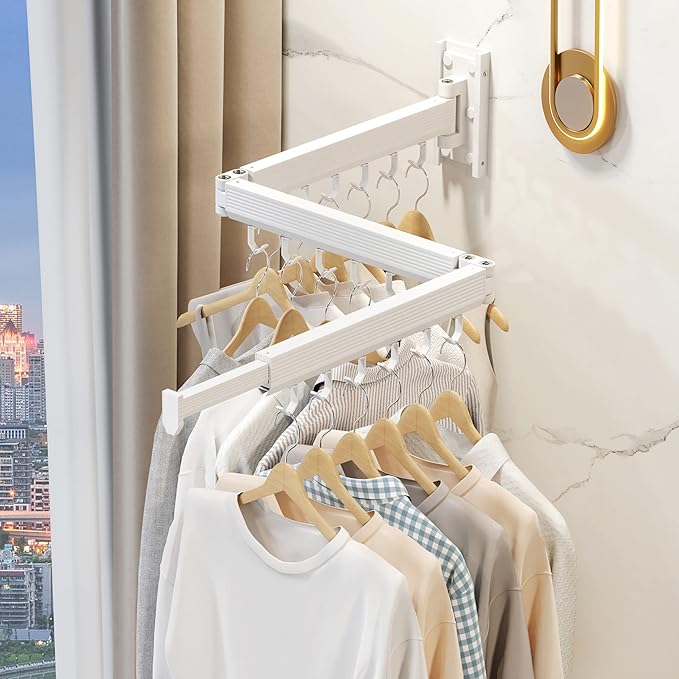 Wall Mounted Clothes Drying Rack, Collapsible Laundry Drying Rack, Retractable - Image 5