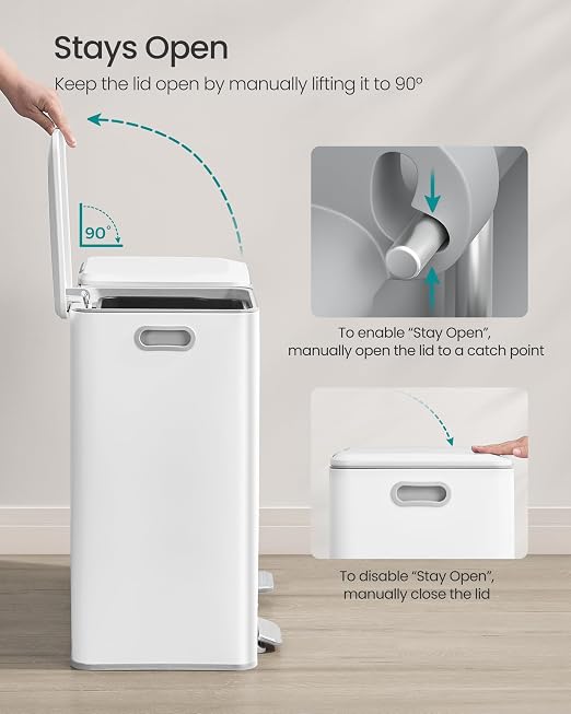 SONGMICS Trash Can, 2 x 8 Gallon Double Garbage Can - Image 4