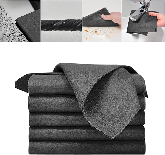 5PC Thickened Magic Cleaning Cloth, Reusable Microfiber Cleaning Rags by Duirubeo