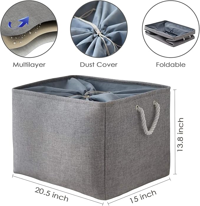 TheWarmHome Storage Baskets for Organizing, Sturdy Fabric Storage Basket - Image 3