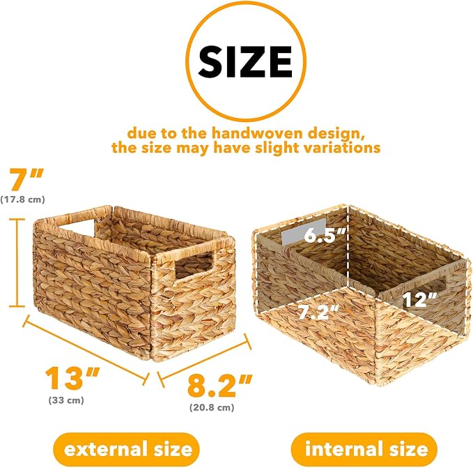 SpaceAid 4 Pack Wicker Basket, Storage Baskets - Image 3
