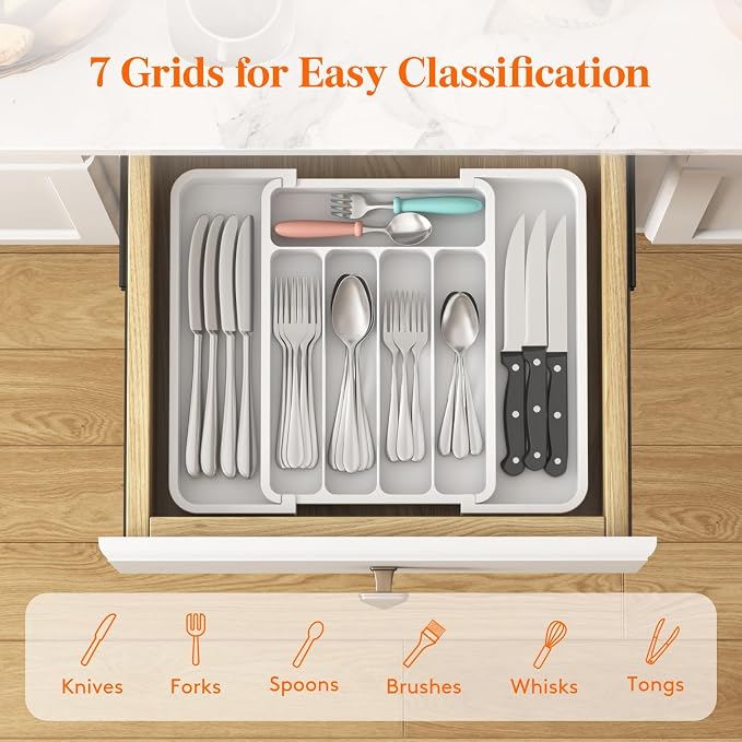 Lifewit Silverware Drawer Organizer, Expandable BPA Free Utensil Tray - Image 3