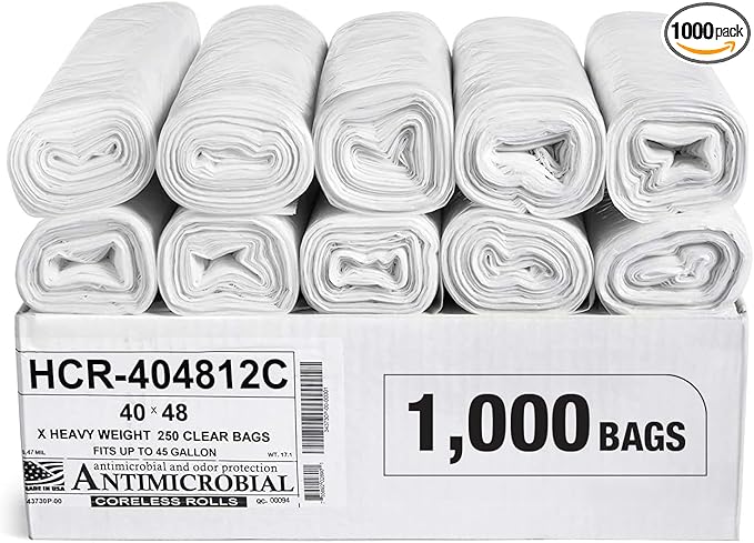 Aluf Plastics High Density Trash Bags, 45 Gallon, 12 Micron, by AlufPlastics