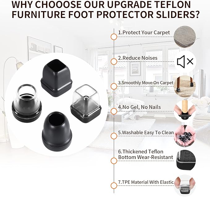 Ezprotekt 24 Pcs Extra Small Chair Leg Sliders - Image 4
