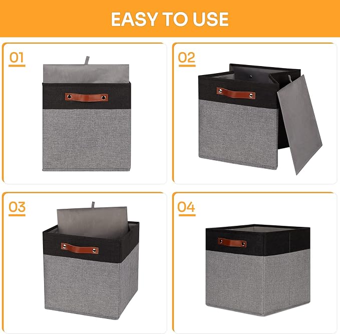 DULLEMELO 13x13 Storage Cubes, Collapsible Sturdy Cube Storage Bins - Image 3
