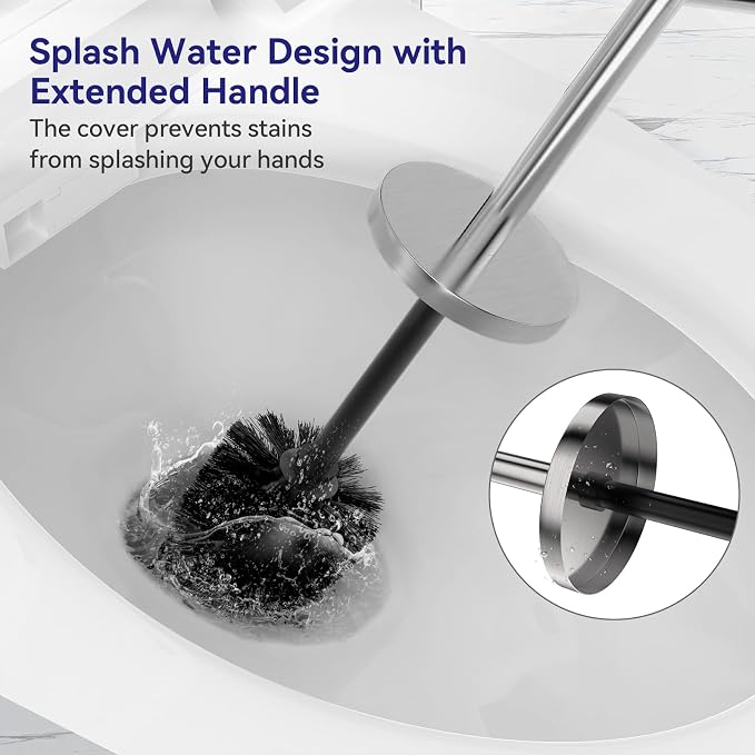 DOWRY Stainless Steel Freestanding Toilet Bowl Brush and Holder - Image 4