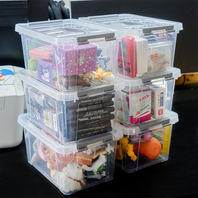 6 Quart Plastic Stackable Storage Latch Bins - Image 5