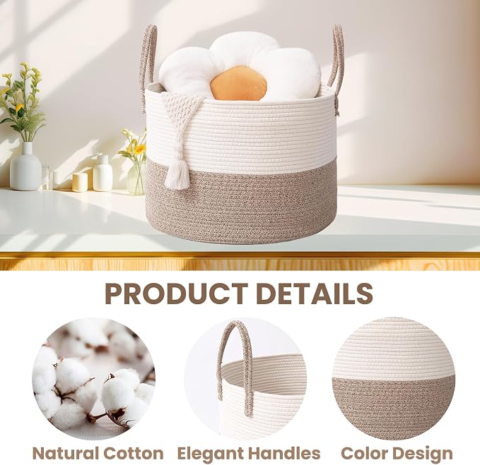 Woven Blanket Basket, 115L Large Rope Storage Bin - Image 3