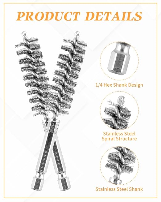 24 pcs Bore Brush for Drill, Stainless Steel Wire Cleaning Brush Set, Abrasive - Image 3
