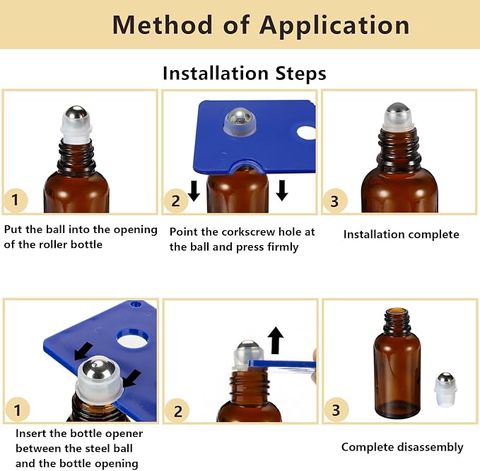 15ML Roller Bottles for Essential Oil, 4 Pack Empty Amber Glass Roller Bottle - Image 4