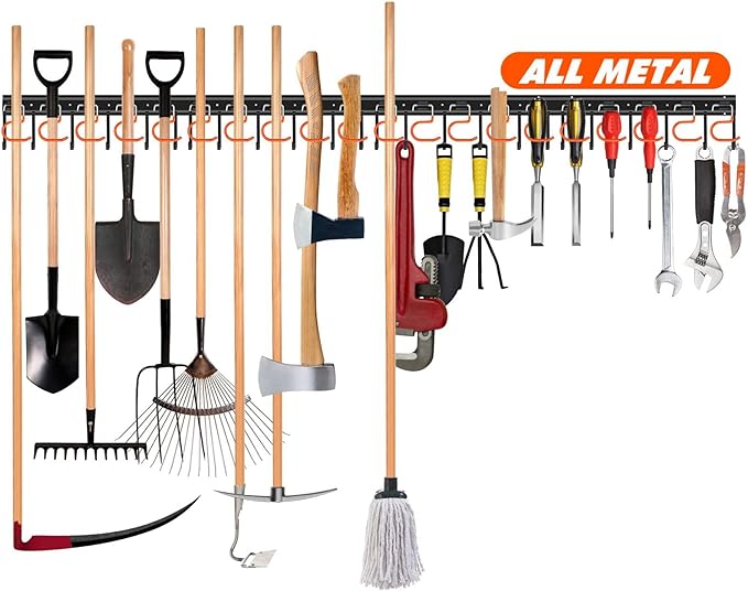68'' All Metal Garden Tool Organizer Wall Mount Garage Tool Organizers and by TVKB-FB