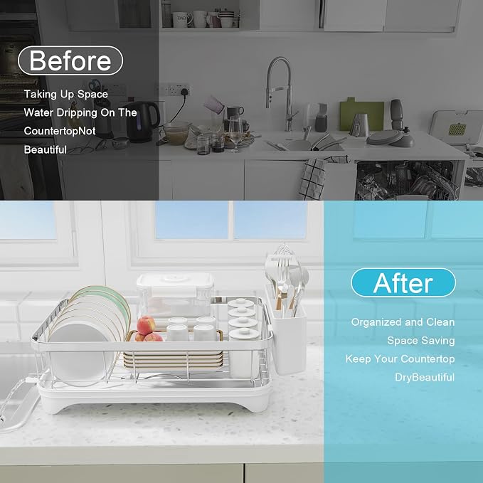 Dish Drying Rack 304 Stainless Steel Dish Racks, Adjustable Spout Auto-Draining - Image 2