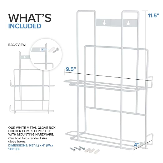 Stock Your Home (White Metal Double Gloves Dispenser, Tissue Box Shelf - Image 3
