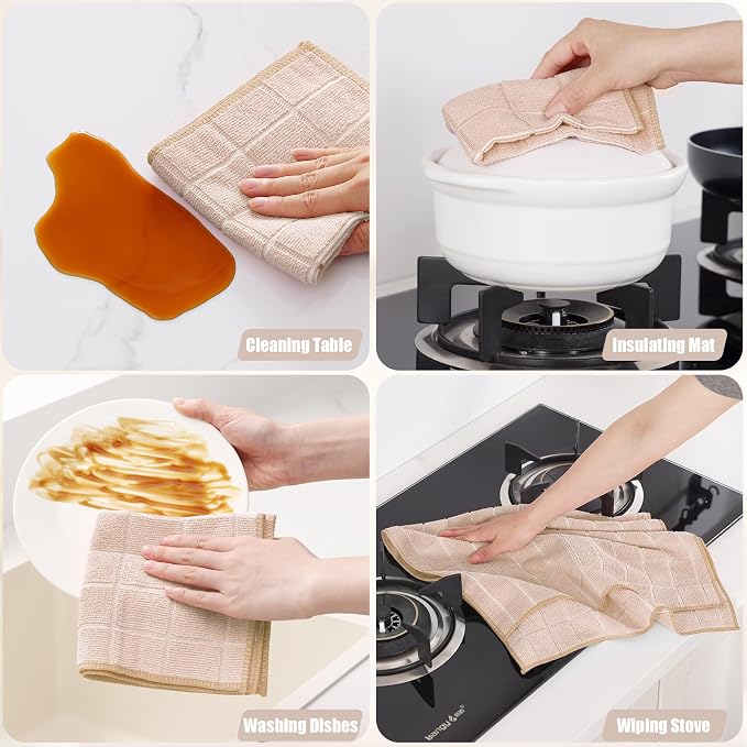 Homaxy Microfiber Kitchen Towels and Dishcloths Set, 16 Pack Soft and Absorbent - Image 5